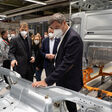 Re-Start der Lkw-Produktion (v.r.n.l.): Markus Söder, Ministerpräsident Bayern; Alexander Vlaskamp, Executive Board Vorsitzender von MAN; Karina Schnur, MAN-Betriebsratsvorsitzende; Michael Kobriger, MAN-Board-Member Produktion und Logistik