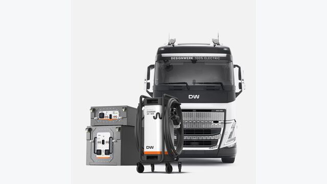 E-Lkw und Ladegeärt von Designwerk