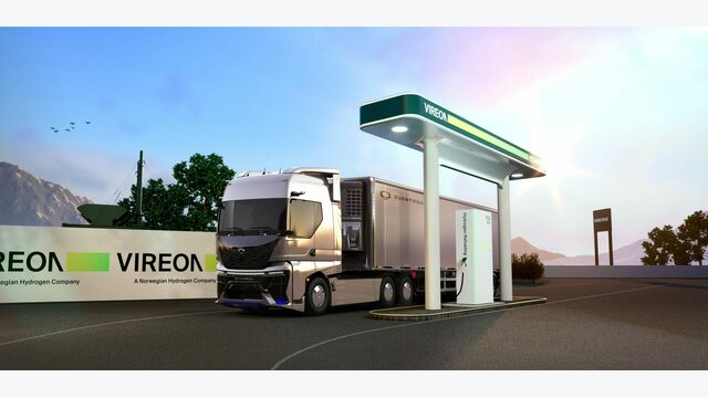 Wasserstoff-Lkw an einer VIREON Tankstelle