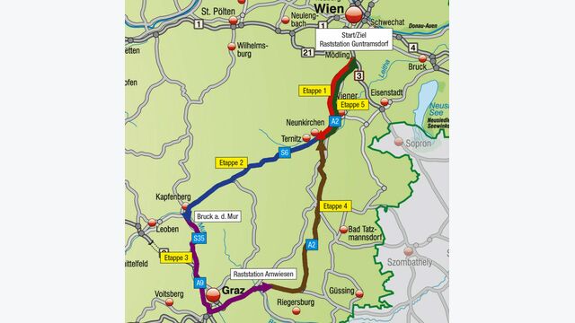 Testroute des TRAKTUELL 355 Streckentest für Fernverkehrs-Lkw