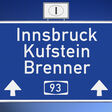 innsbruck kufstein brenner a93 a 93 italien europastrasse bab93 bab 93 autobahn nach österreich grenze 93 schild richtung europa autobahnschild rastplatzschild bab bundesautobahn deutschland auto hinweisschild navi navigation strasse straße parkplatz rastplatz strassenverkehr straßenverkehr verkehr verkehrsschild weg wegweisend wegweiser ziel stau störung verkehrsstörung autobahnbau grafisch bearbeitet sanierungsarbeiten himmel