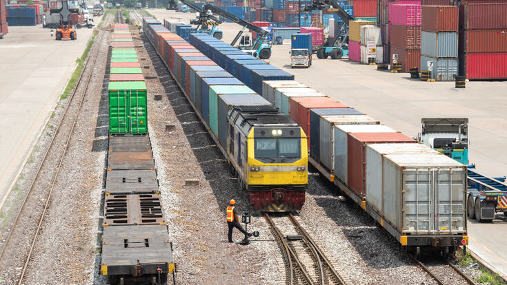 © boygek - stock.adobe.com thailand unloading shipyard moving freight cargo transport transportation container shipping railway train industry delivery industrial locomotive railroad logistic station loading heavy transit wagon traffic motion way speed business import export goods harbor crane ship warehouse trucking port sky railing diesel international vehicle flatcar boxcar waggon platform commercial electric shipment distribution thailand unloading shipyard moving freight cargo transport transportation container shipping railway train industry delivery industrial locomotive railroad logistic station loading heavy transit wagon traffic motion way speed business import export goods harbor crane ship warehouse trucking port sky railing diesel international vehicle flatcar boxcar waggon platform commercial electric shipment distribution