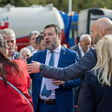 ABD0078_20231009 - BRENNER - ITALIEN: Italiens Verkehrsminister Matteo Salvini (Lega) am Montag 09. Oktober 2023 bei einem Medientermin zum Thema Transit bei der Rastst?tte Lanz am Brenner. - FOTO: APA/EXPA/JOHANN GRODER