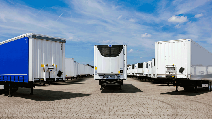 © TIP Trailer Services Austria Drei LKWs von hinten