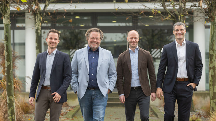 Das neue Team der Geschäftsführung mit klarer Ausrichtung: (v.l.n.r.) Dr. Valentin Clemens (CAO), Claus Artmayer (CSO), Georg Eckmair (CFO) und Bastian Litterscheid (COO).